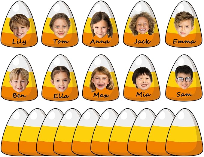 gisgfim 80Pcs Halloween Candy Corn Cutouts Halloween Party Decorations Bulletin Board Candy Corn Paper Cut-Outs Classroom Decor for Boy Girl DIY Craft Photo Wall Kindergarten Preschool Favor Supply