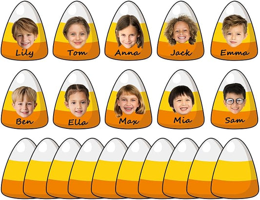 gisgfim 80Pcs Halloween Candy Corn Cutouts Halloween Party Decorations Bulletin Board Candy Corn Paper Cut-Outs Classroom Decor for Boy Girl DIY Craft Photo Wall Kindergarten Preschool Favor Supply