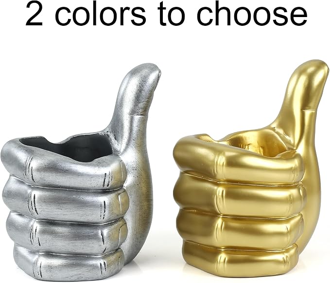 Thumbs Up Pen Holder and Phone Stand,Thumbs Up Very Good Pen Container Cell Phone Stand Holder Desk Organizer Decoration for Office Desk Home Decorative (golden)
