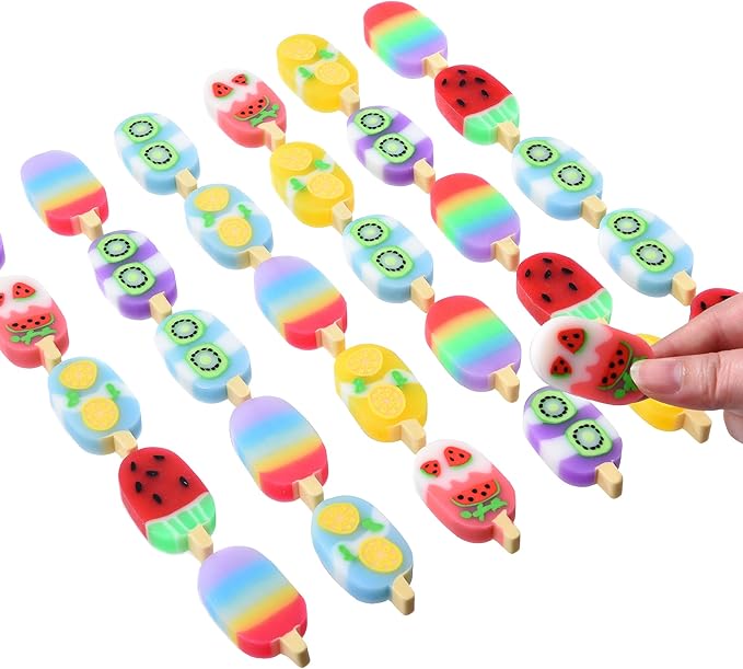 32PCS Cute Erasers for Kids Bulk,Fun for Classroom Back to School Party Gift (ice Cream, Large)