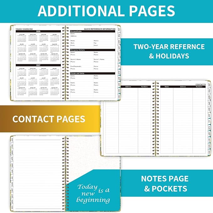 DoReFaSol2026-2027Academic Planner, Weekly and Monthly Planning Book，Calendar Planner July 2026 - June 2027, Hardcover Teacher Student Planning Agenda book with Tabs, A5 (6.3" x 8.4"), School Organizer for Student Teacher(Sunflower)
