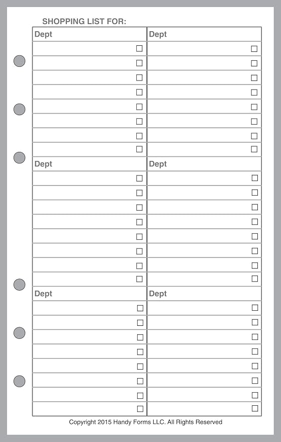 Compact Size Shopping List, Sized and Punched for Franklin Covey Compact and Other Notebooks (4.25" x 6.75")
