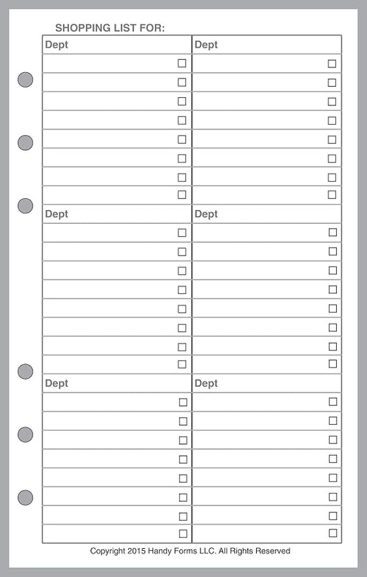 Compact Size Shopping List, Sized and Punched for Franklin Covey Compact and Other Notebooks (4.25" x 6.75")