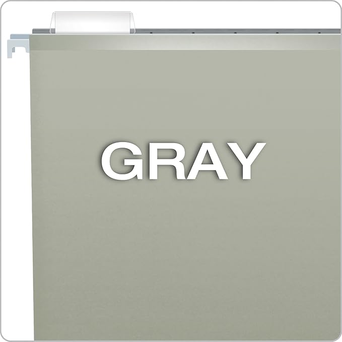 Pendaflex Reinforced Hanging File Folders, Letter Size, Gray, 1/5 Cut, 25/BX (4152 1/5 GRA)