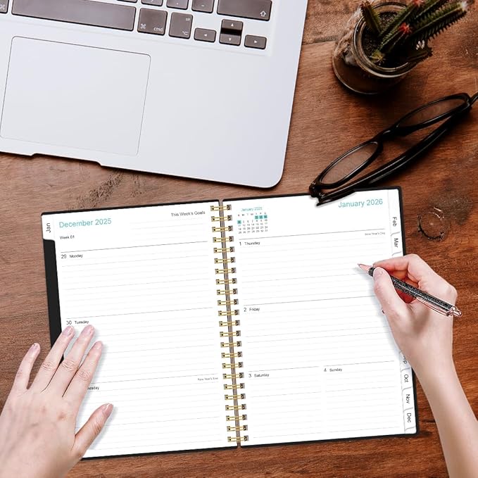 2026 Planner - Planner 2026 from January 2026 to December 2026, Weekly Monthly Planner 2026 with 12 Monthly Tabs, Inner Pocket, 6.4" x 8.5", Black