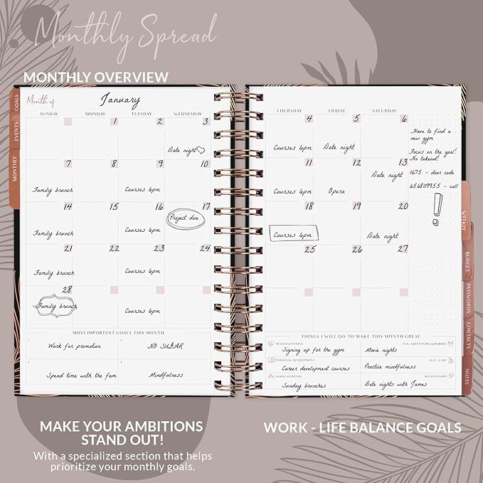 PLANBERRY Hourly Schedule Planner Premium – Undated Weekly Organizer with Time Slots & Monthly Budget – Time Management, Goal Setting, to-Do List & Habit Tracker –6.9″x8.5″(Onyx Black)