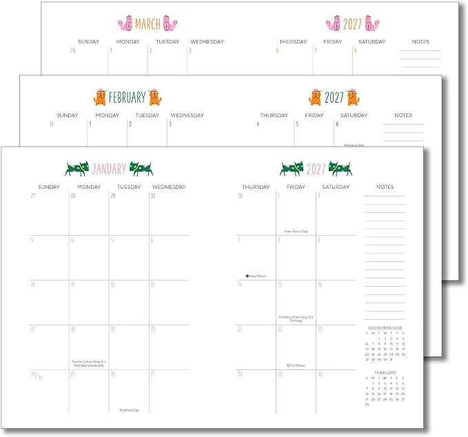 High Note 2027 Planner, 17-Month Weekly & Monthly Flexible Cover Calendar Book with Goal & Project Planning Pages, August 2026 – December 2027, 5.75" x 7.5", Furry Friends