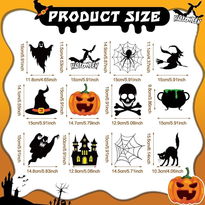 60 Pcs Halloween Cutouts Paper Bulletin Board Cutouts Decorations Ghosts Pumpkin Skull Shaped Die Cut Wall Decor for DIY Craft Halloween Party School Classroom Bulletin Board Decorations