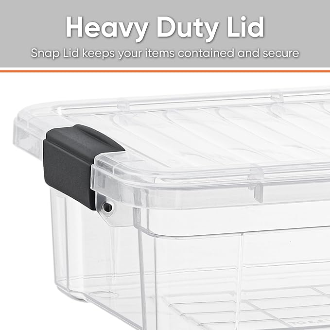 Superio Small Clear Plastic Storage Bin with Lid,Non-Toxic, BPA Free, Odor Free, Organizer Storage Box, Stackable Plastic Tote for Home, Garage, School, and Office (11 Quart, 3 Pack)