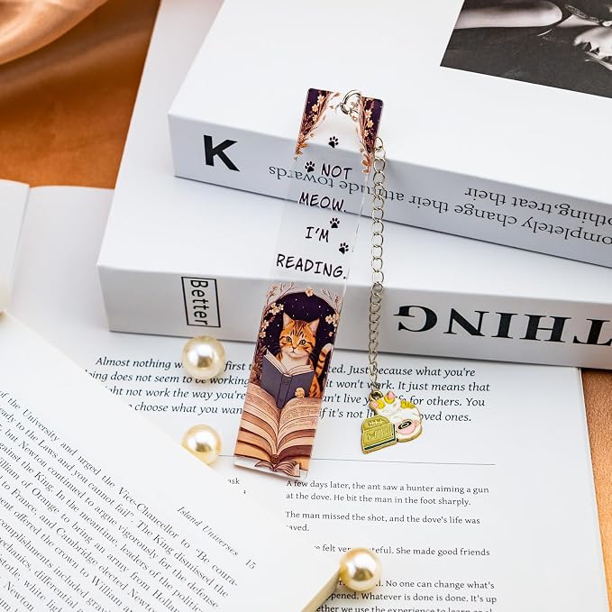 Cat Bookmark for Women Cat Lover Gifts for Students Teacher Thank You Gifts Animal Bookmarks Not Meow Im Reading Acrylic Funny Bookmarks for Book Lovers