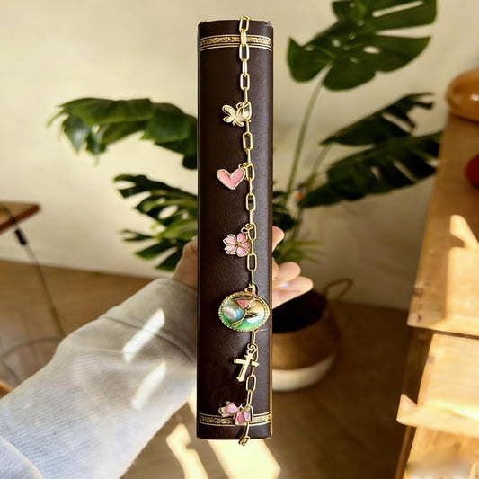 Bible Charm Chain, Christian Bible Accessory Faith Gift, Scripture Bookmark, Bible Jewelry Religious Decor for Study (Style-B)