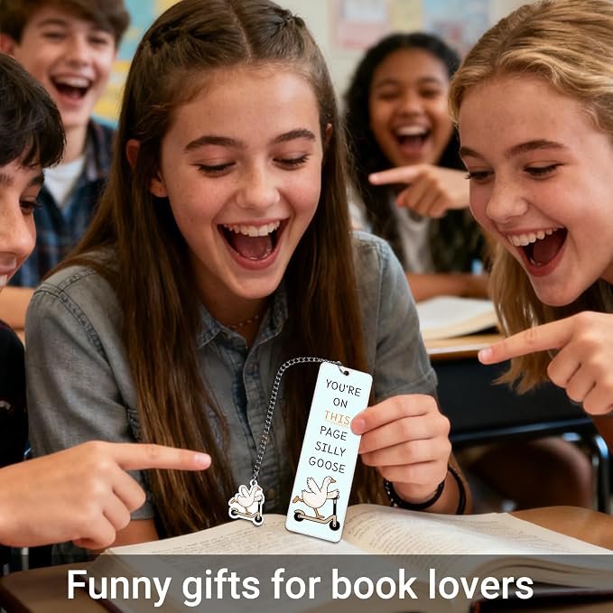 Silly Goose Bookmarks Funny Bookmark Gifts for Women Kids Valentines Day Gifts for School Book Accessories for Reading Lovers Novelty Cute Bookmarks Cool Gift for Reader Valentines Graduation Bookmark