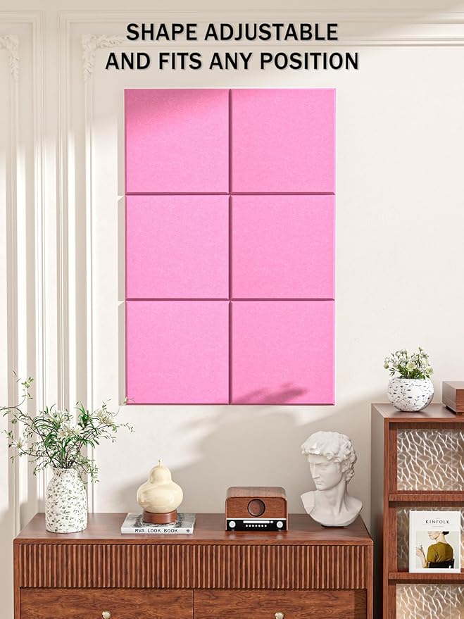 Hsurbtra Large Cork Board for Wall 36 x 24 Inch, 6 Pack Felt Bulletin Notice Board with Pushpins for Office Home School Farmhouse Wall Decor, Pink