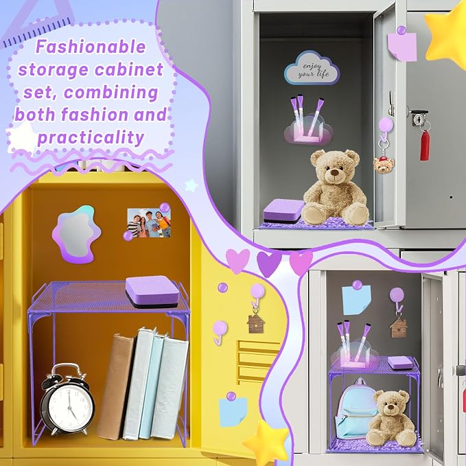 Denylo pro Magnetic Locker Accessories Kit Purple Back to School Essentials Locker Organizer Supplies Include Back to School Essentials