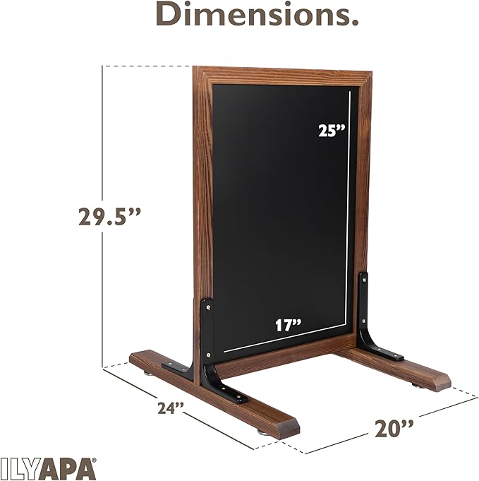 Ilyapa Large Chalkboard Sign - Free Standing Magnetic Sidewalk Sign - Outdoor Menu for Restaurant, Food Truck, Party, or Wedding - 30x20 Inch - Brown