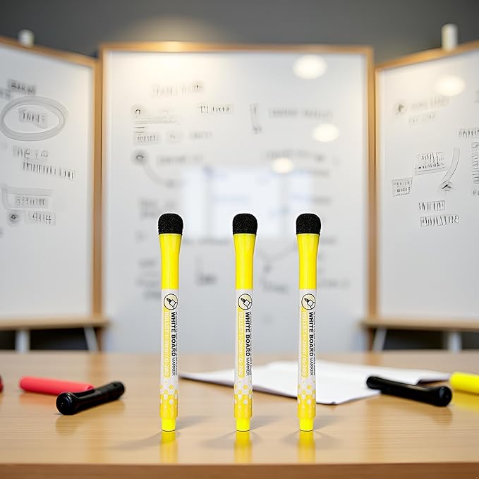 3 Pcs Yellow Magnetic Whiteboard Pen Writing Drawing Erasable Board Marker Office Supplies Erasable Whiteboard Pen Dry Erase and Wet Erase Markers and Highlighters Writing and Correction Supplies