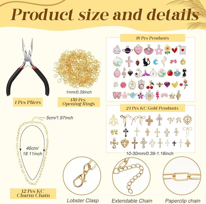 235 Pcs Bible Chain Bookmarks Making Kit, Metal Charm Bookmark DIY, Christian Scripture Accessory Faith Gift, Jewelry Bible Religious Decor for Study DIY Craft Supplies (Cute)