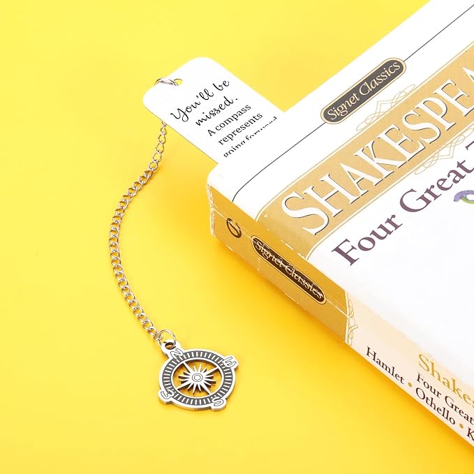 Coworker Leaving Gifts for Women,Farewell Going Away Goodbye Gifts for Coworker Friends Her Nurse Boss Teacher Employee Compass Bookmark You Will Be Missed Retirement Gift for Women