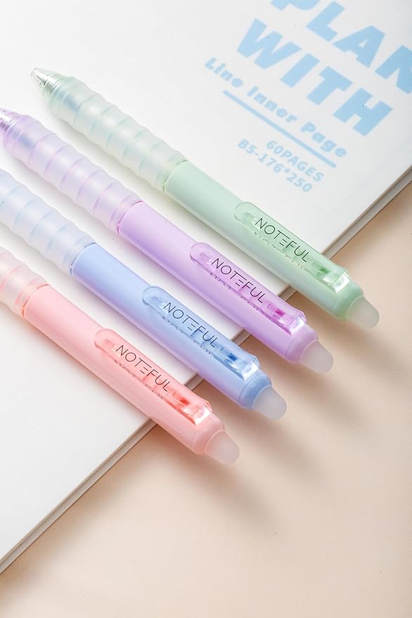 Blue Ink Erasable Gel Pens, 0.7mm Fine Point Retractable Click Gel Writing Pens, Clean Erase Quick Dry for School Notes & Journaling, Students & Teachers