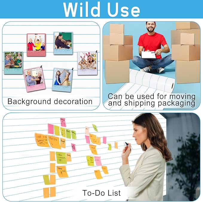 Lined Board Roll Reusable Waterproof Erasable Bulletin Board Wrinkle Resistant Poster Non-Woven Fabric Bulletin Board Roll for Classroom Decor Wrap Crafts 15.55" x40ft