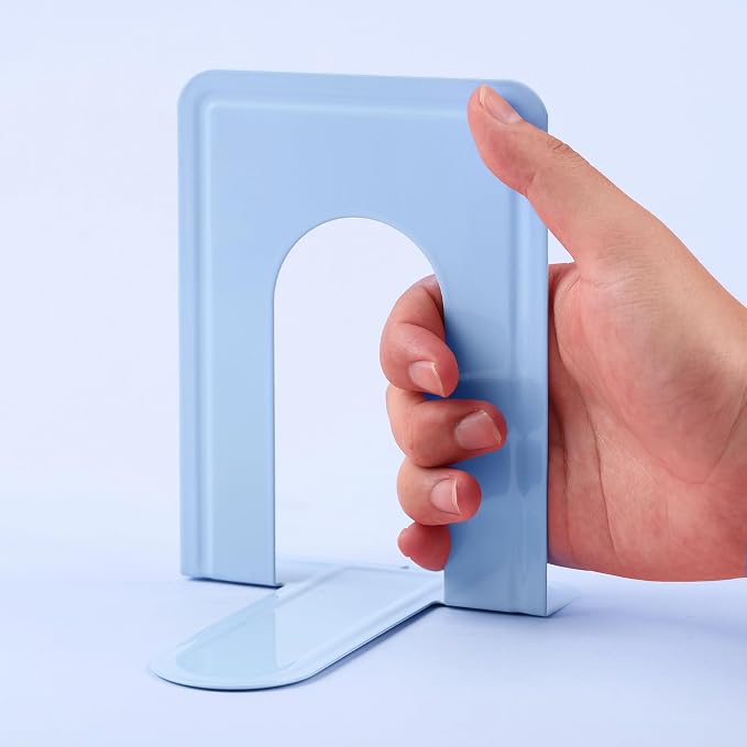 Mr. Pen- Book Ends, 4 Pack, Light Blue, Heavy Duty Metal Bookends for Shelves, Book Holders for Shelves, Metal Bookends