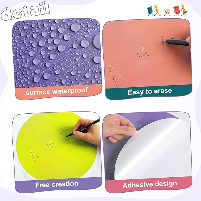 Lincia 24 Pack Colorful Erase Dots Circles 10.5 Inch Removable Vinyl Spot Dry Erase Desktop Writing Spots Set for 100th Day of School Classroom Table Teacher Students Home Desk Wall (Retro Colors)