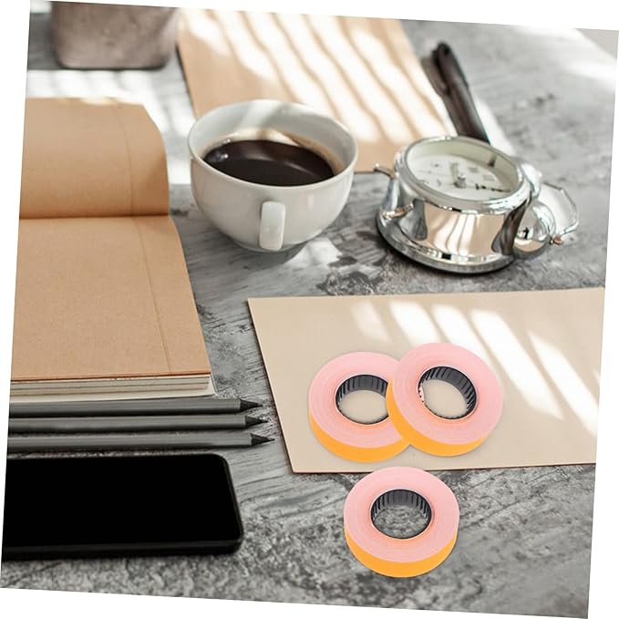 10rolls Double Line Price Label Paper Orange Price Tag Stickers Roll for Marker Accessories Easy to Use Enhanced Organization Labels Per Roll
