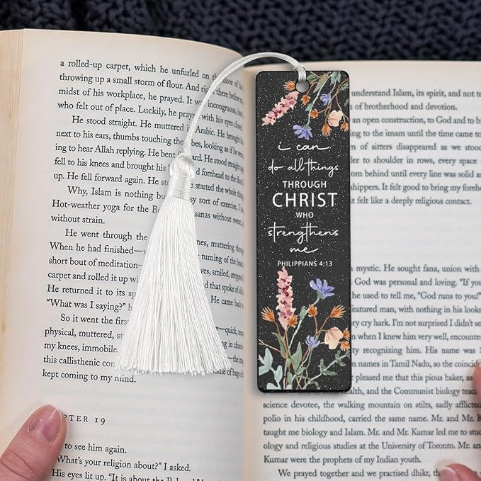 Christian Strength - Giving Bookmark, Inspirational Gift for Believers, Uplifting Gift for Spiritual Readers, Spiritual Bookish Present, Unique Floral & Scripture Design Bookmark, WCB64