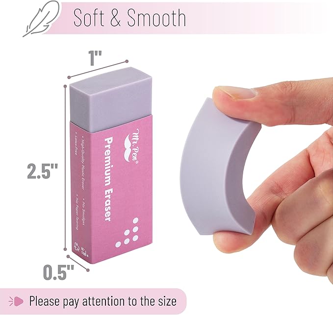 Mr. Pen- Pencil Eraser, 10 Pack, Large Latex Free Vinyl Block Erasers for School, Office, Art Sketching, Homework, Exams, Clean Smudge-Free Correction, Morandi Colors