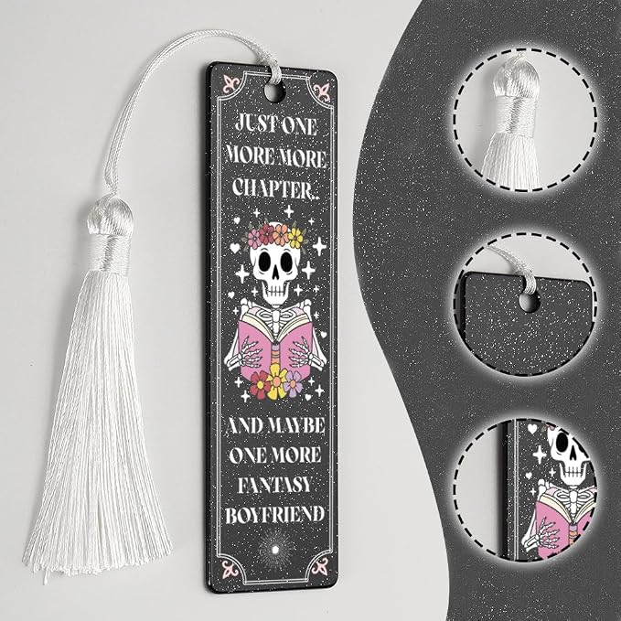 Fantasy Reading Bookmark, Sweet Gift for Book Lovers, Thoughtful Present for Fantasy Novel Fans, Reader Appreciation Gift, Unique Skull & Book Design Bookmark, WCB27