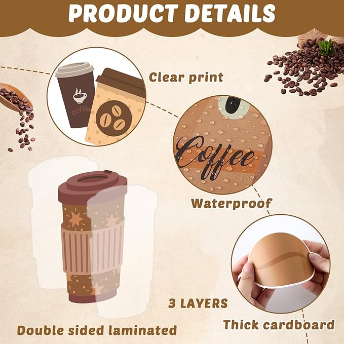 Coffee Bulletin Board Set Coffee Cup Classroom Decoration Latte Themed Paper Cutouts Positive Bulletin Board Border for Back to School Nursery Chalkboard Classroom Door Wall Decor Teacher Supplies