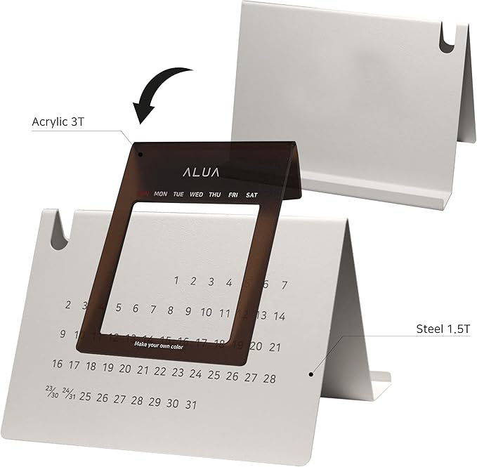 ALUA - Perpetual Calendar Premium Desk Calendar Reusable Yearly Planner Eco-Friendly and Timeless Design (Sand Cream)