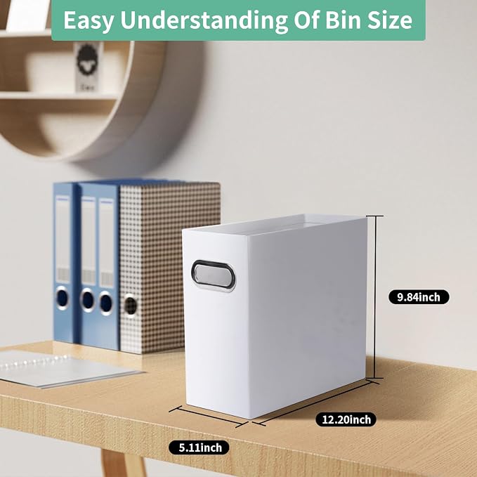 Collapsible File Organizer Box with Handle,12.20x5.11x9.84Inches, Filing Organizer for Home or Office, Small Portable File Box(6 Packs, White)