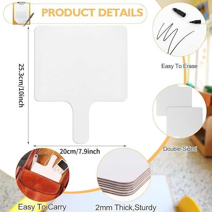 24 Pieces Dry Erase Answer Paddles Handheld Double Sided Paddles Mini White Boards Small White Board Dry Erase Signs Auction WhiteBoard for Students Teachers Classroom Voting Bridal Shower Games