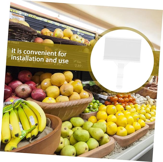 GLEAVI 40pcs Plastic Wire Rack Labels for Pricing Holders for Baskets and Shelves Easy to Attach and Price