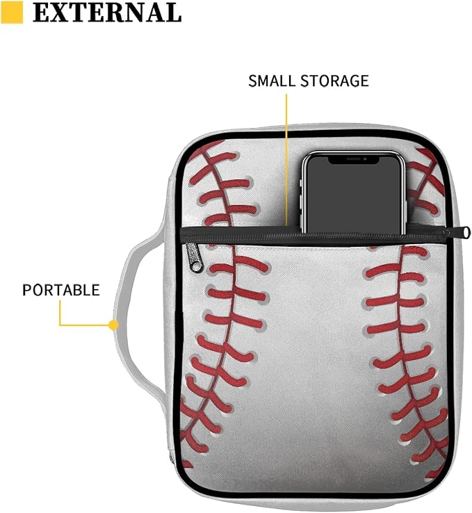 Coldinair Baseball Bible Cover for Women Girls Butterfly Bible Case Scripture Study Carrying Book Cover Church Bag Protective with Handle and Zippered Pocket