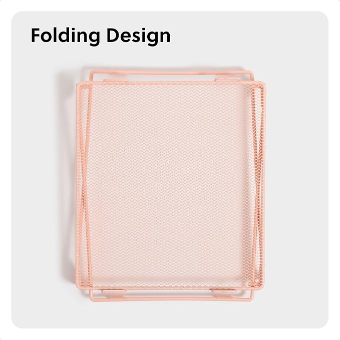 U Brands Mesh Locker Organizer Shelf, 11" x 10" x 12", Peachy Pink, Back to School Essentials, Stackable, Fits Standard Size School Lockers