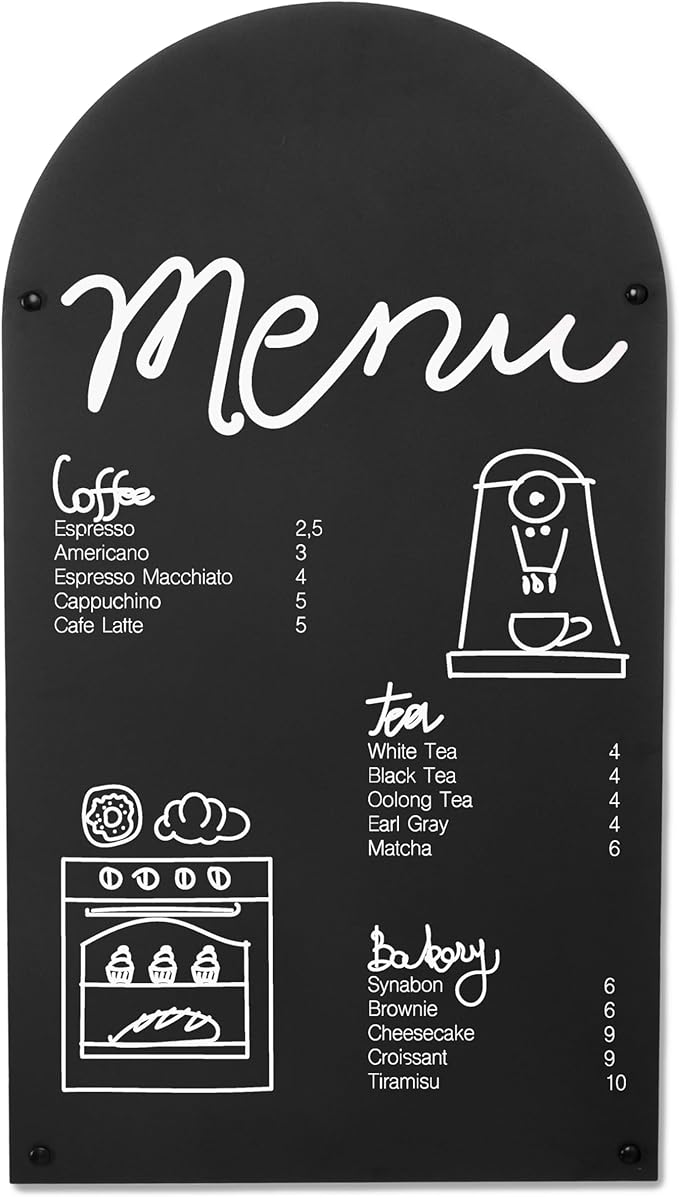 Metal Magnetic Chalkboard for Wall - 17 x 31.5 Inch Large Chalk Board Sign Board for Wall, Magnet Board, Blackboard Food Truck Menu Board for Kitchen, Hanging Signs - Arched