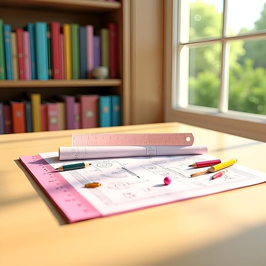 Rose Gold Ruler, Metal Drawing Ruler, Brass Straight, Unisex Learning Measuring Bookmark Stationery for School Office Math Geometry Gift Drafting Tools and Kits