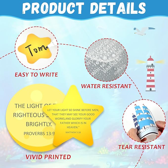 109Pcs Christian Religious Bulletin Board Set Let Your Light Shine Classroom Decoration VBS 2026 Bible Verse Lighthouse Paper Cutout for Church Easter Sunday School Chalkboard Door Wall Decor