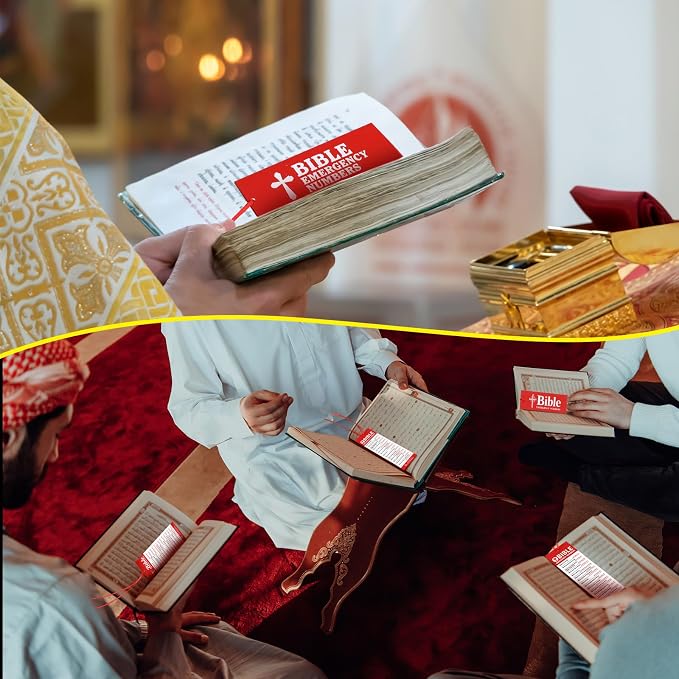 Cholemy 60 Pcs God's Emergency Numbers Bookmark for Kids Paper Religious Catholic Tassel Bible Verse Christian Bookmarks Bulk with Red Ribbon for VBS Sunday School Classroom Church Gifts