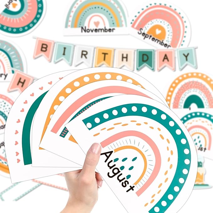 EAMAY Happy Birthday Boho Rainbow Bulletin Board Set for Classroom (Boho Rainbow)