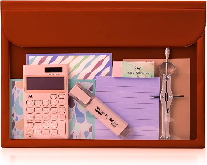 Mr. Pen Red Plastic File Folders - Letter Size, Clear, Office Document Filing Folders