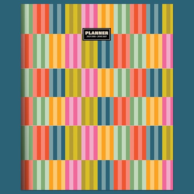 TF Publishing July 2026 - June 2027 Blocked Colors Large Monthly Planner with Thick Paper - 12 Month Academic Planner 2026-2027 with 2-Page Spreads, Large Calendar Grids and Prompts - 9in x 11in
