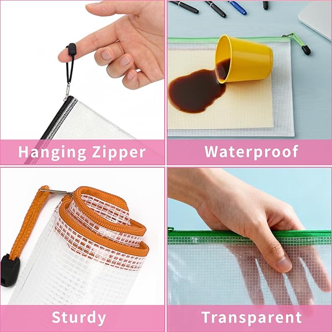 EVERECO 30 Pack A3 Mesh Zipper Pouch Bags (16.7x12 in) - Large Plastic Zipper Pouches for Organizing, Board Game Storage & Puzzle Storage, Toy Organizer Bags, Travel Bag Organizer