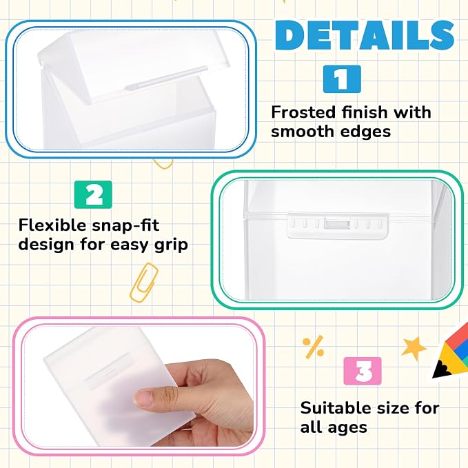 Clabby 8 Pcs Plastic Crayon Organizer Case for 24 Count Crayons Kids Art Supply Storage Box with Lid, Portable Holder for Classroom Home Travel, Fits Standard 24-Pack Crayon (Clear)