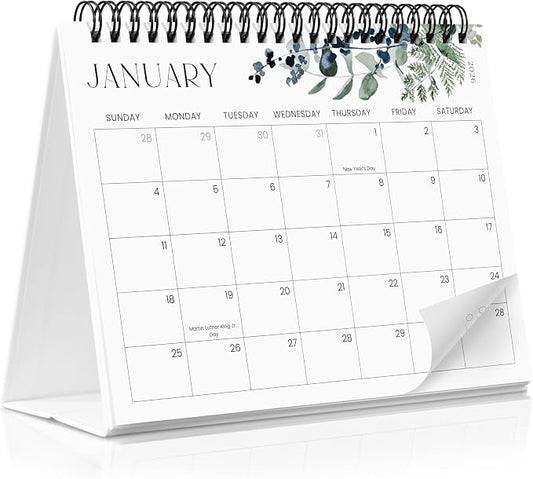 Aesthetic Desk Calendar 2026-2027 - Runs from January 2026 until July 2027 - Beautiful Small 26-27 Flip Desktop Calendar for Easy Organizing
