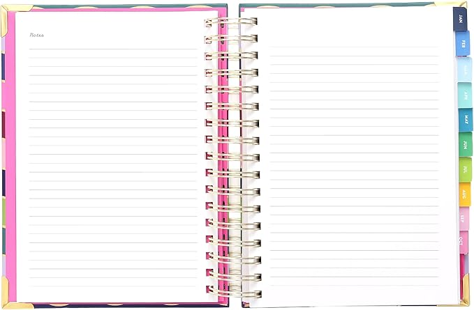 Simplified 2026 12-Month Spiral Daily Planner — Rainbow Row — January 2026 - December 2026, Calendar Year Organizer with Stickers, Pockets, and Keepsake Box