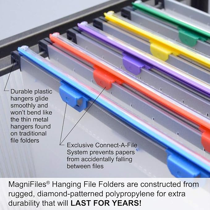 Ultimate Office MagniFile Hanging File Folders V- Bottom Letter Size with 11 inch Magnified Indexes that Double The Size of Your File Titles to Find Files Fast. (Set of 20 Frost)
