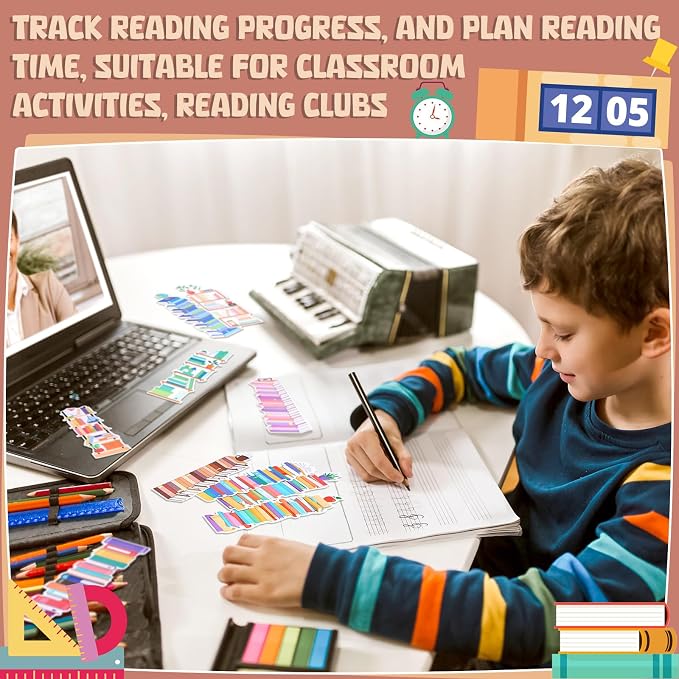 Kolldenn 150 Pcs Book Tracker Bookmarks Bulk 6.3 x 1.97 Inch Bookshelf Love to Read Bookmarks Paper Tracking Double Sided Reading Page Markers for Back to School Reading Lover(Book)